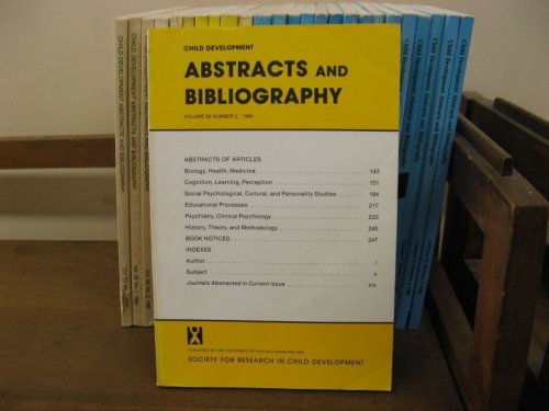 Child Development Abstracts and Bibliography; Volume 58, Number 2, 1984