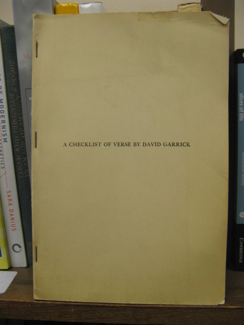 A Checklist of Verse By David Garrick