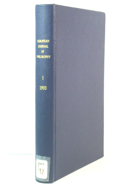 European Journal of Philosophy: Volume 1, 1993