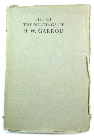 List of the Writings of H. W. Garrod
