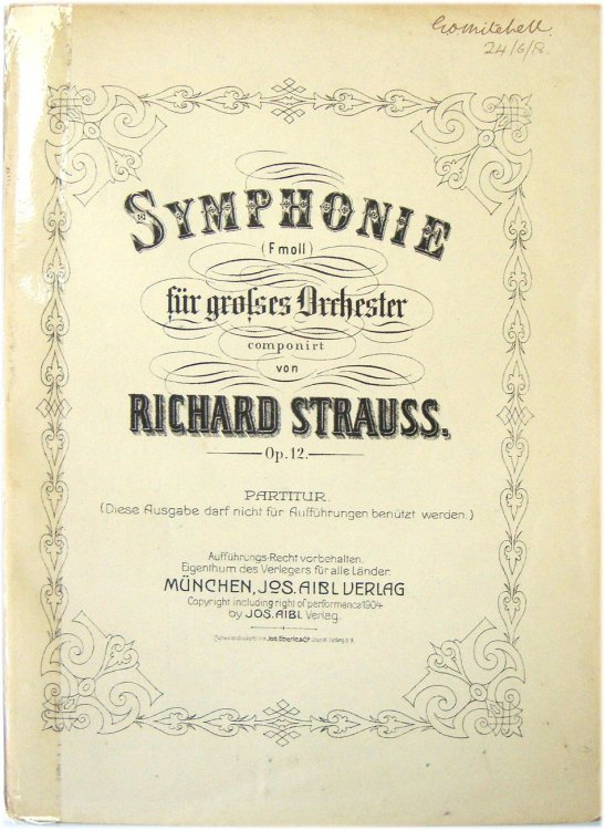 Symphonie (F moll) FUR Grolses Orchester, Op. 12, Partitur