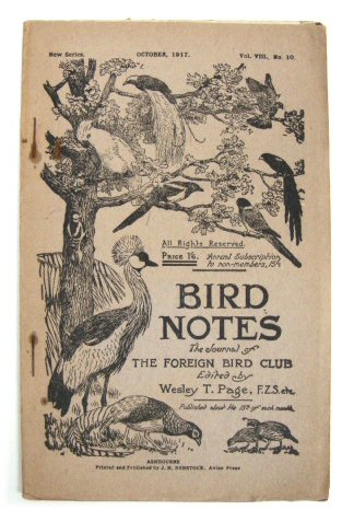 Bird Notes: The Journal of the Foreign Bird Club. Vol. VIII, No. 10