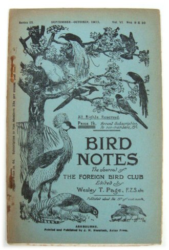 Bird Notes: The Journal of the Foreign Bird Club, Vol. VI, Nos. 9&10