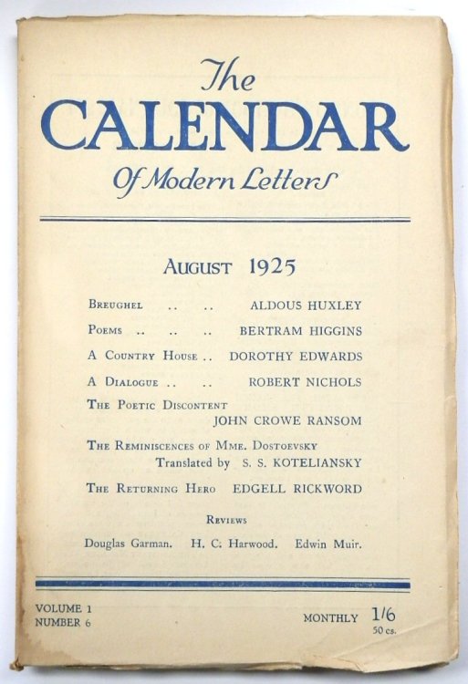 The Calendar of Modern Letters, August 1925 (Volume 1 Number 6)