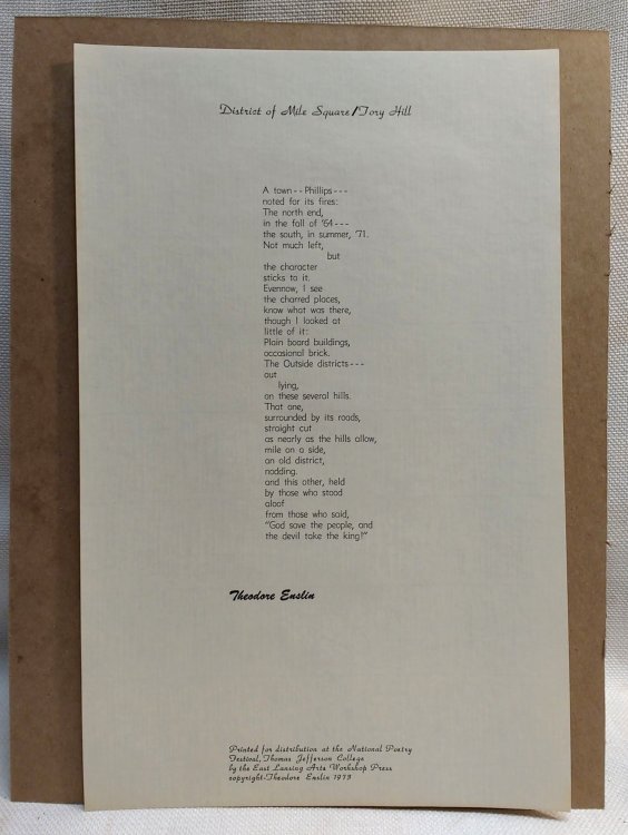 District of Mill Square/Tory Hill [Broadside]