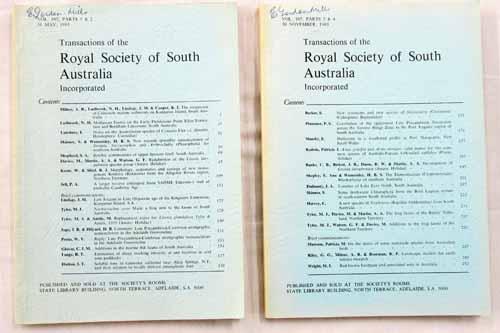 Transactions of the Royal Society of South Australia Vol 107, Parts1-4, 1983 [2 Volumes]