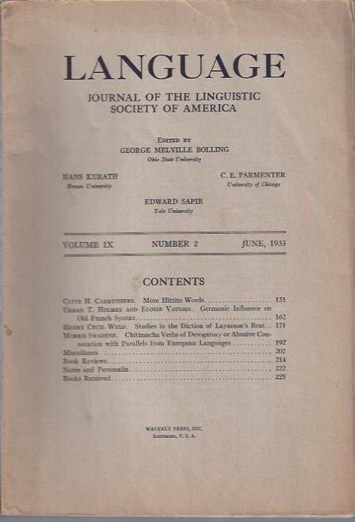 Image for Language: Journal of the Linguistic Society of America, June, 1933 Language: Journal of the Linguistic Society of America, June, 1933