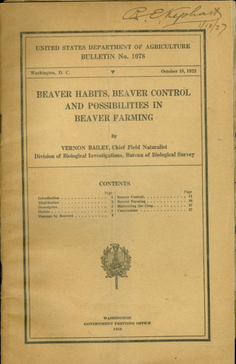 Beaver Habits, Beaver Control and Possibilities in Beaver Farming