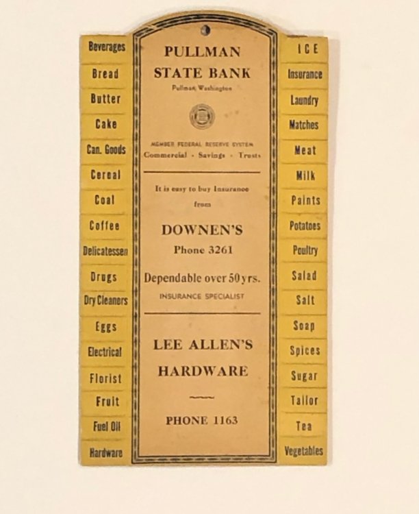 Grocery Reminder with Folding Tabs Advertisement for Pullman, WA