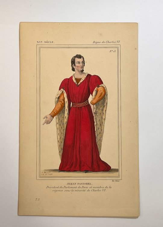 Hand Colored Engraving of Jehan Pastorel