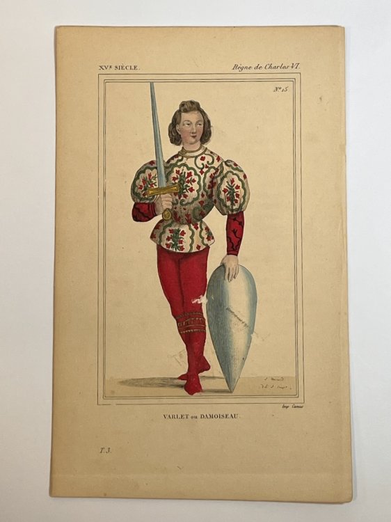 Hand Colored Engraving of Valet or Squire