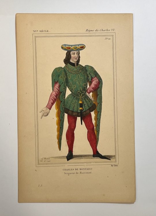 Hand Colored Engraving of Charles de Montaigu