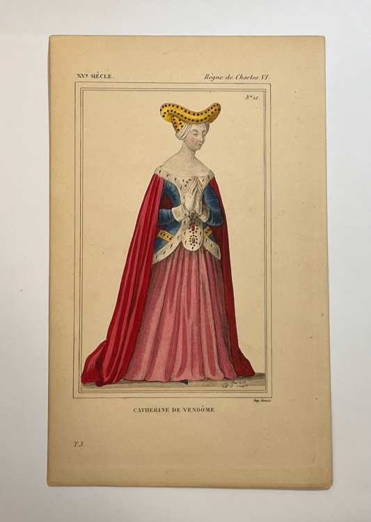 Hand Colored Engraving of Catherine de Vendome