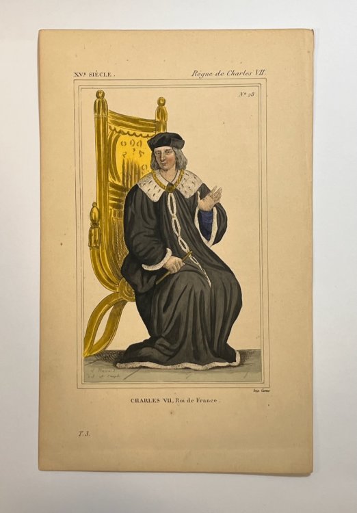 Hand Colored Engraving of Charles VII