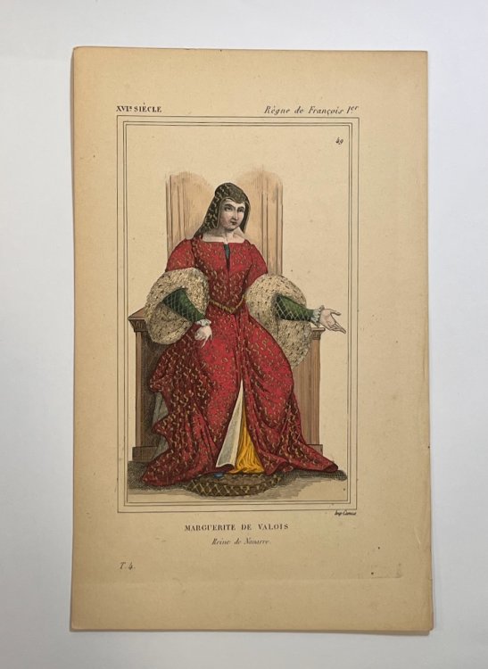 Hand Colored Engraving of Queen Marguerite de Valois