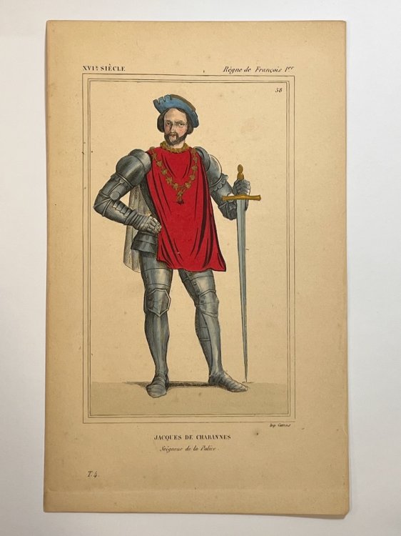 Hand Colored Engraving of Jacque de Charannes