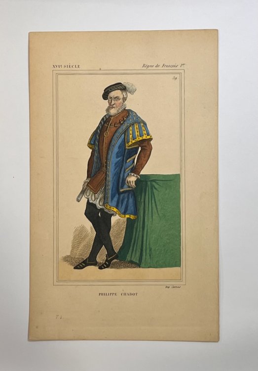 Hand Colored Engraving of Philippe Chabot