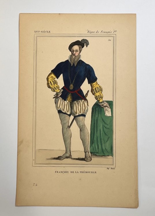 Hand Colored Engraving of Francoise de la Tremouille