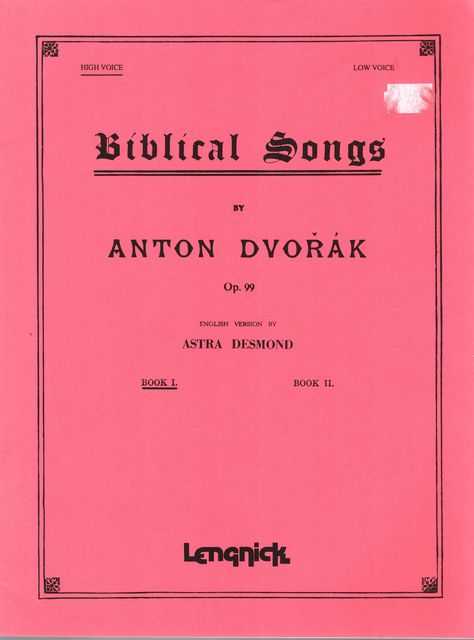 Image for Biblical Songs by Anton Dvorak Op. 99 Book I High Voice Biblical Songs by Anton Dvorak Op. 99 Book I High Voice