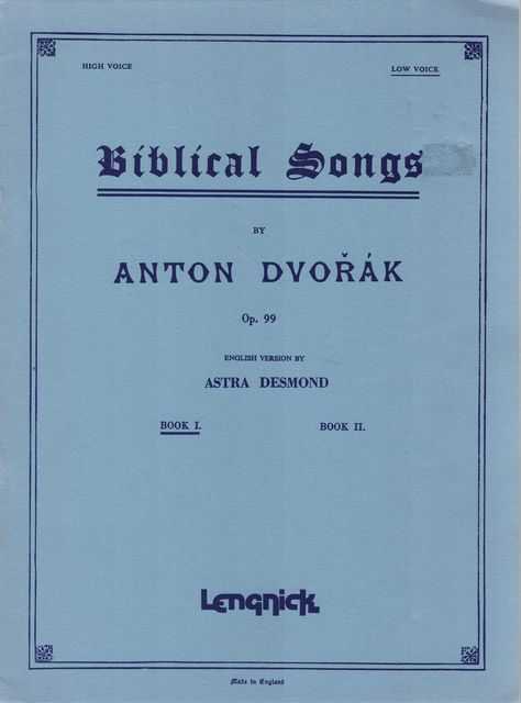 Image for Biblical Songs by Anton Dvorak Op. 99 Book I Low Voice Biblical Songs by Anton Dvorak Op. 99 Book I Low Voice