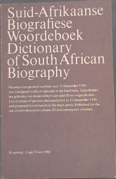 Suid-Afrikaanse Biografiese Woordeboek Dictionary of South African Biography