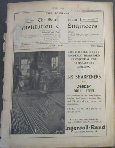 The Journal of the South African Institution of Engineers ; Vol. 31 No. 11. June 1933