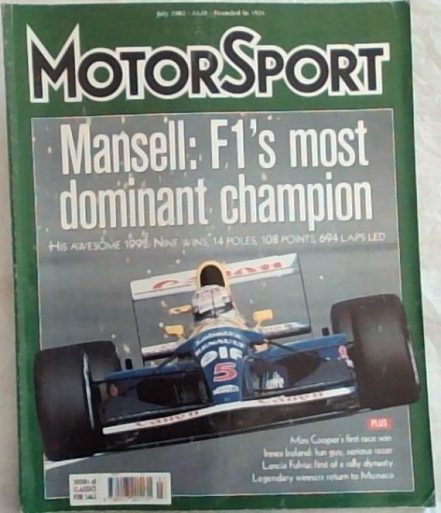 MotorSport: Mansell: F1's Most Dominant Champion July 2002 Vol. LXXVIII No.7