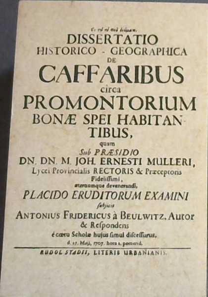Historico-Geographical Dissertation concerning the Kaffirs living in the Vicinity of the Cape of Good Hope