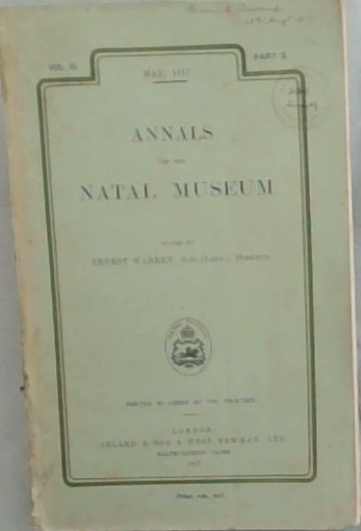 ANNALS OF THE NATAL MUSEUM - Vol.III - Part 3 , MAY, 1917