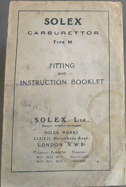 Solex Carburettor Type M - Fitting and Instruction Booklet