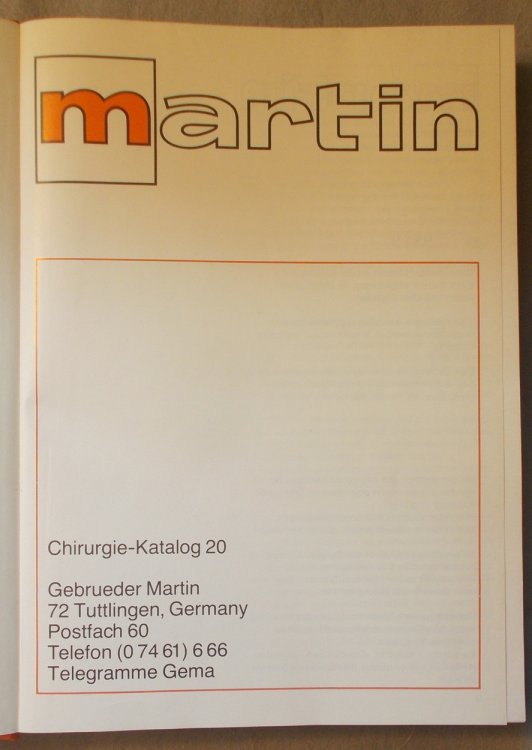 Gebrueder Martin Chirurgie Katalog No. 20 (Surgical Supply Catalog)