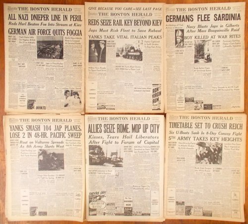 Image for 17 Boston Herald Liberty Overseas Newspaper Editions (1943-1944) 17 Boston Herald Liberty Overseas Newspaper Editions (1943-1944)