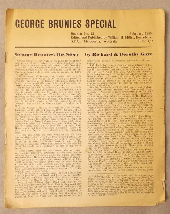 Image for George Brunies Special (Biography and Discography) George Brunies Special (Biography and Discography)