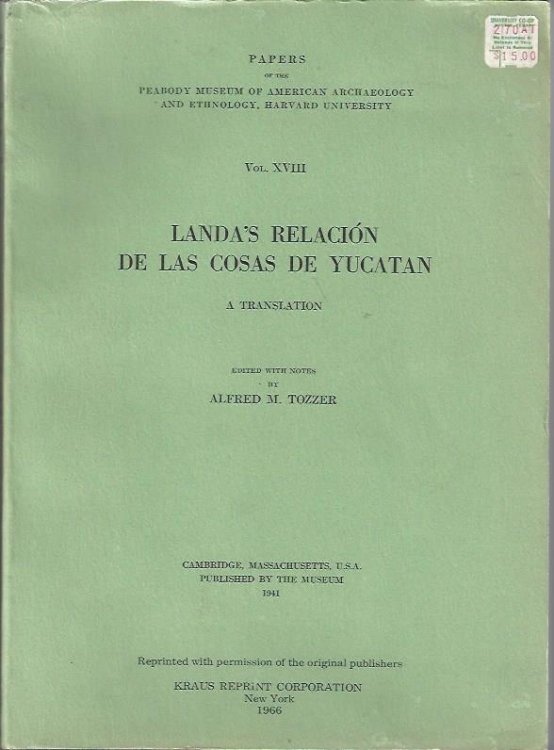 Relacion De Las Cosas De Yucatan A Translation Vol XVIII