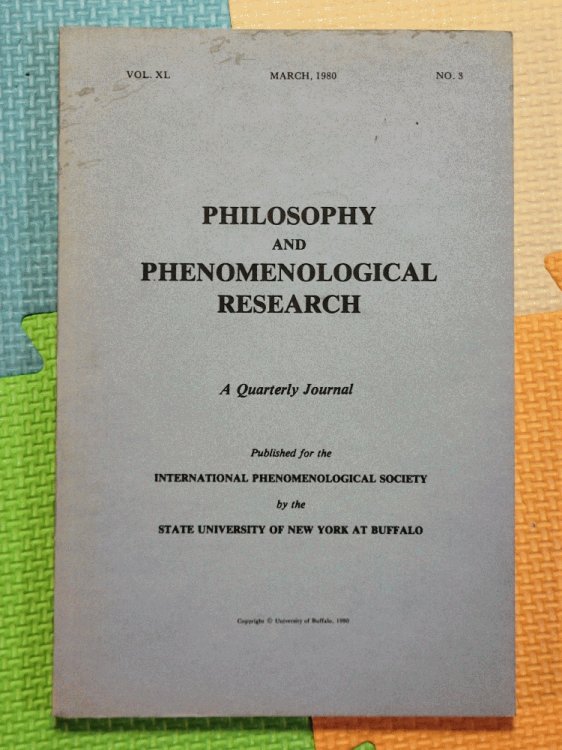 Philosophy and Phenomenological Research, A Quarterly Journal