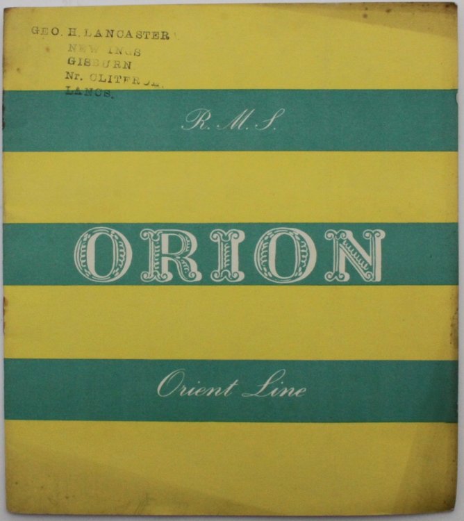Image for R.M.S. Orion. R.M.S. Orion.
