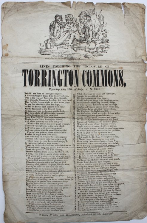 Lines Touching on the Inclosure of Torrington Commons, Rejoicing Day 16th. of July, A.D. 1849.