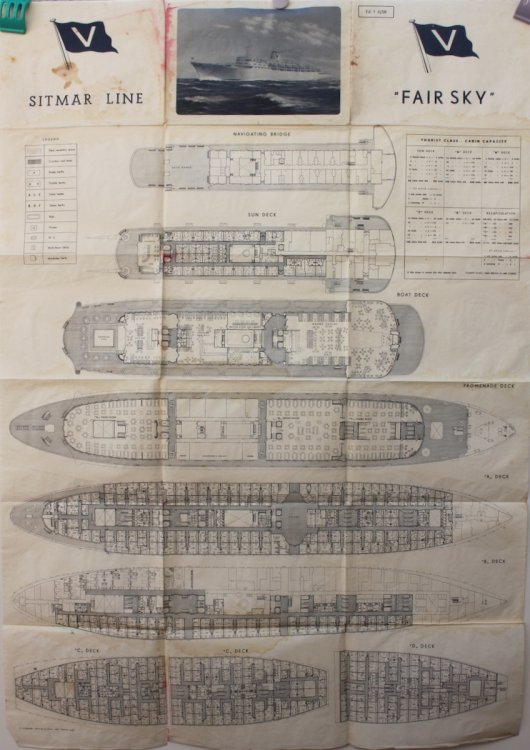 Sitmar Line. Deck and Cabin Plan for &ldquo;Fair Sky.&rdquo;