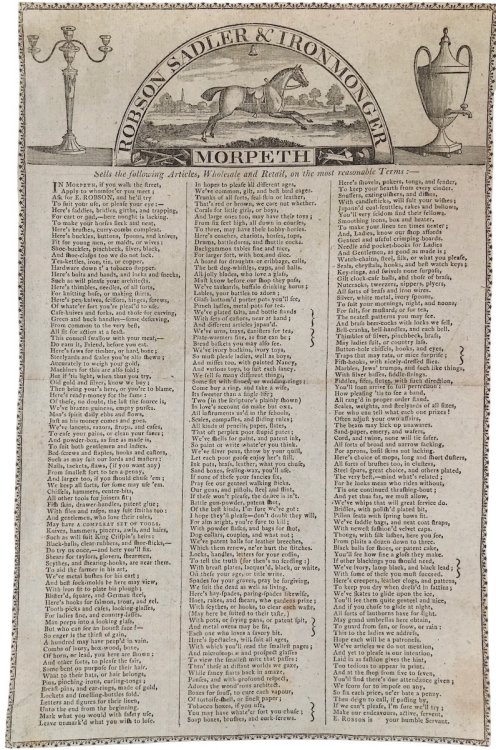 Robson, Sadler & Ironmonger, Morpeth, Sells the following Articles, Wholesale and Retail, on the most reasonable Terms:-