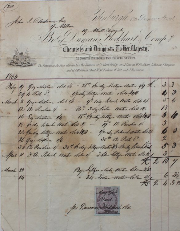 Duncan Flockart & Company, Chemists and Druggists to Her Majesty.