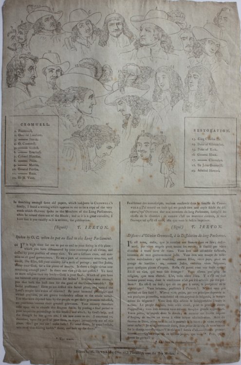 In searching amongst some old papers, which had been in Cromwell's family, I found a writing which appears to me to be a copy of the very words which Oliver spoke to the members of the Long Parliament,. Spoken by O. C. when he put an end to the Long Parliament.preface signed T. Ireton.