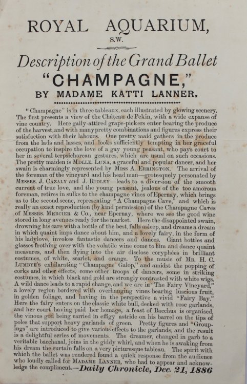 Image for Description of the Grand Ballet “Champagne,” by Madame Kitti Lanner. Description of the Grand Ballet “Champagne,” by Madame Kitti Lanner.