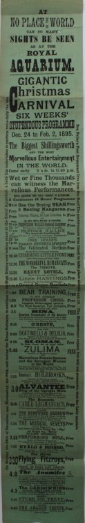 Gigantic Christmas Carnival. Six Weeks&rsquo; Stupendous Programme Dec. 24 to Feb. 2, 1895.