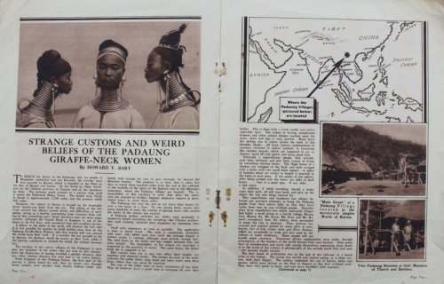Strange customs and weird beliefs of the Padaung giraffe-neck women, by Howard Y. Bary. [Interesting Facts and Illustrations of the Royal Padaung Giraffe-Neck Women from Burma. Cover title]