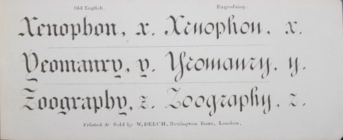 W. Belch&rsquo;s Old English and Engrossing Copies Alphabetically Arranged. Showing the different characters on one line for General Use.