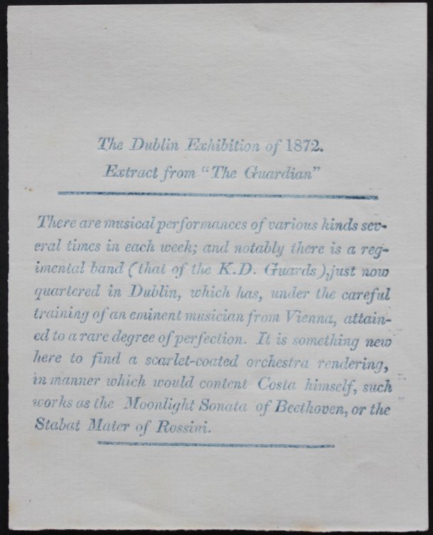 The Dublin Exhibition of 1872. Extract from &ldquo;The Guardian.&rdquo;