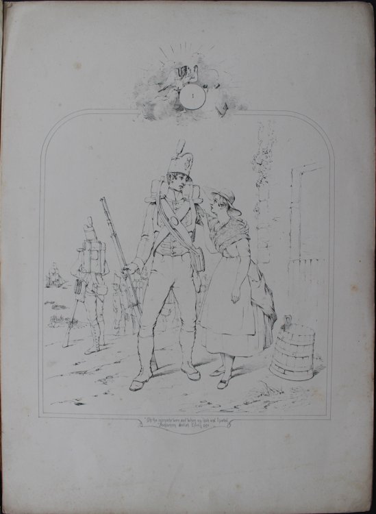 Prize Outlines. Five Designs by M. Angelo Hayes, illustrating the National Ballad of &ldquo;Savourneen Deelish&rdquo; drawn on stone by J.H. Lynch. [with] Front cover for Song Sheet of Savoureen Deelish.
