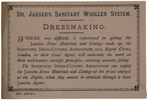 Dr Jaeger&rsquo;s Sanitary Woollen System. Dressmaking.