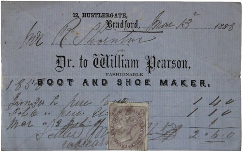 Fashionable Boot and Shoe Maker. 12, Hustlegate, Bradford.