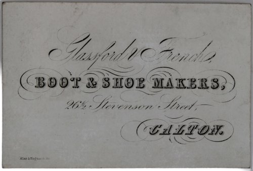 Boot & Shoe Makers, 26&frac12; Stevenson Street, Calton.